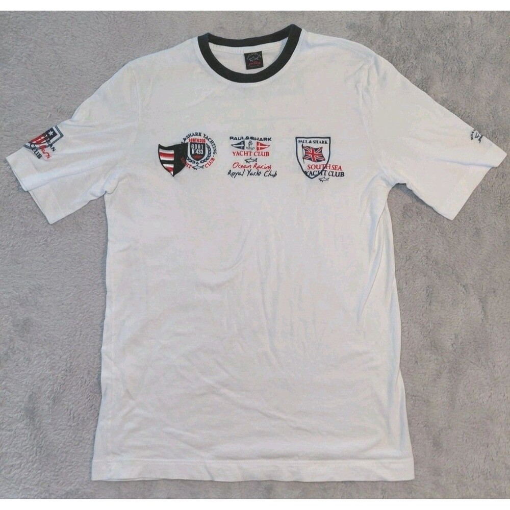Vintage Paul And Shark T-Shirt South Sea Yacht Club Miami South Beach Size Large